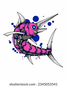 illustration of a robotic marlin fish design