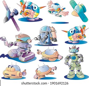 Illustration of robots in various forms