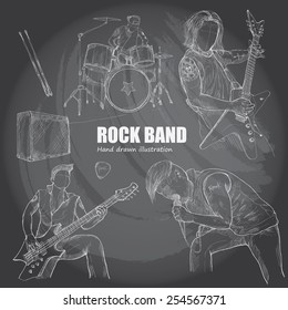 illustration of rock band. drawing vector