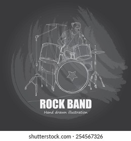 illustration of rock band. drum