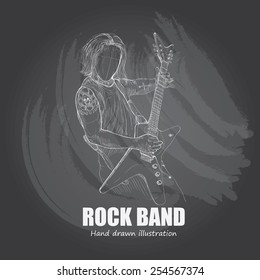 illustration of rock band. guitar