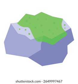 Illustration of a rock with green moss growing on it
