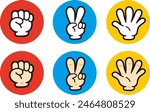 Illustration of rock, paper, scissors.