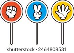 Illustration of rock, paper, scissors.