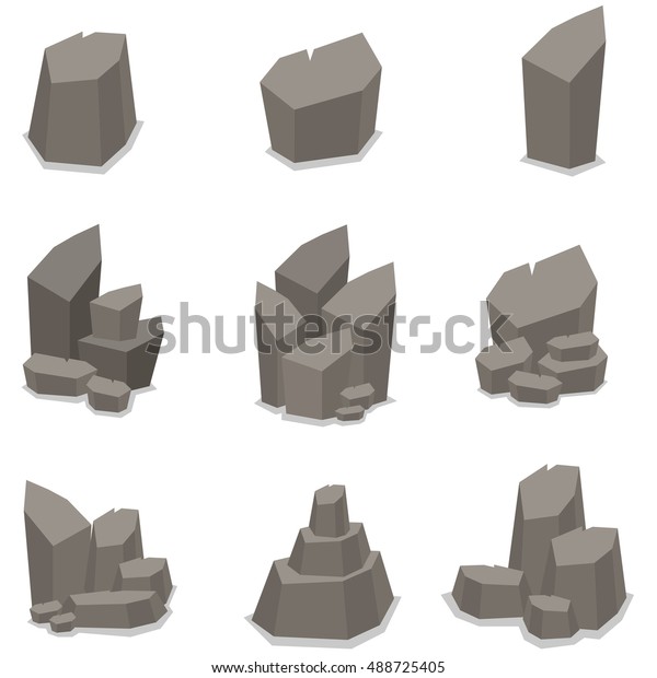 Illustration of rock set vector art collection