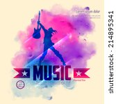 illustration of rock star with guitar for musical background