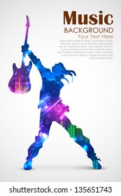 illustration of rock star with guitar for musical design