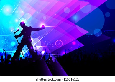 illustration of rock star performing in music concert