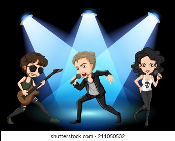 Illustration of rock stars on stage