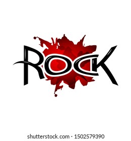 Illustration of rock text in red background. Hand drawn background isolated.