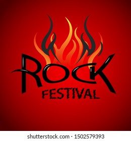 Illustration of rock text in red background. Hand drawn background isolated.