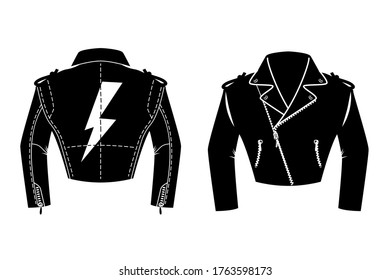 Ilustración de la chaqueta de cuero de balancín. Elemento de diseño para logotipo, etiqueta, signo. insignia. Ilustración del vector
