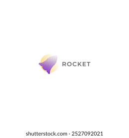 ILLUSTRATION ROCKET WITH BITMAP OBJEECT GRADIENT PURPLE COLOR LOGO ICON DESIGN VECTOR 