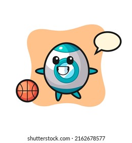 Illustration of rocket cartoon is playing basketball , cute style design for t shirt, sticker, logo element