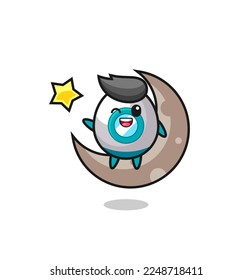 illustration of rocket cartoon sitting on the half moon , cute style design for t shirt, sticker, logo element