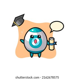 Illustration of rocket cartoon throwing the hat at graduation , cute style design for t shirt, sticker, logo element