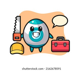 Illustration of rocket character as a woodworker , cute style design for t shirt, sticker, logo element