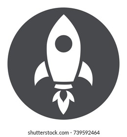 Illustration of rocket circle grey icon