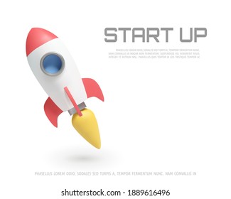 Illustration of rocket and copy space for start up business and bitcoins advertise.