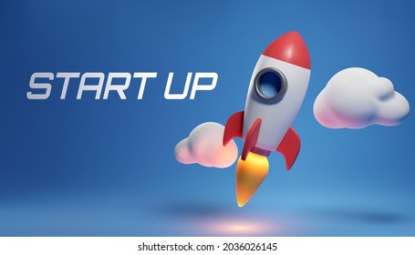 Illustration of rocket and copy space for start up business and bitcoins advertise. EPS 10