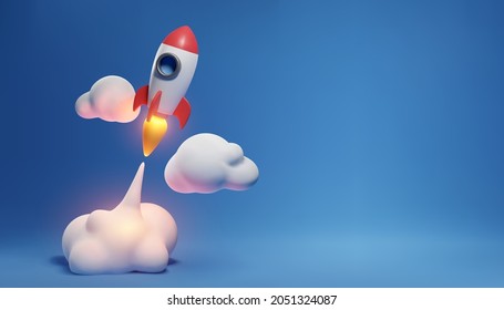 Illustration of rocket and copy space for start up business and bitcoins advertise. EPS 10 - Shutterstock ID 2051324087