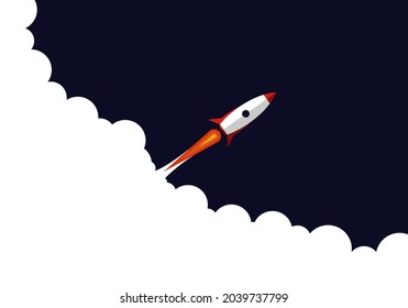 illustration of a rocket design just starting to take off into space
