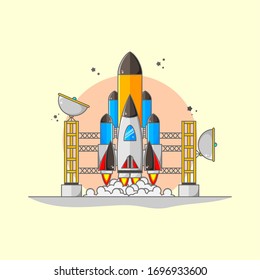 Illustration rocket with five launcher and two antenna