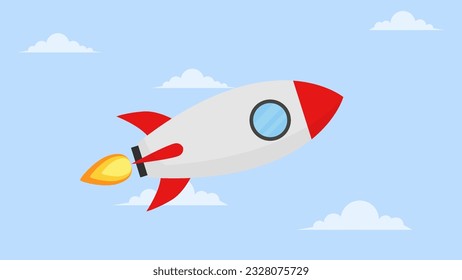 illustration of a rocket flying in the sky