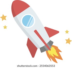 
Illustration of a rocket flying in the sky