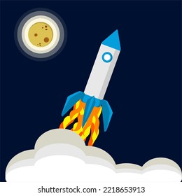 illustration of a rocket gliding into space suitable for children's book design