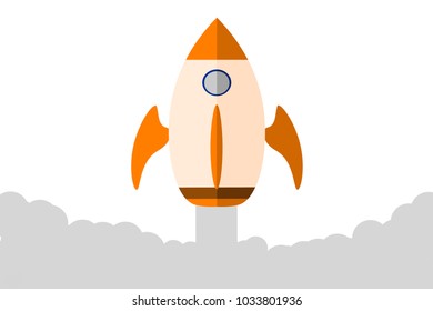 Illustration of a rocket going up into space