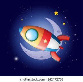 Ilustración de un cohete que va a la Luna