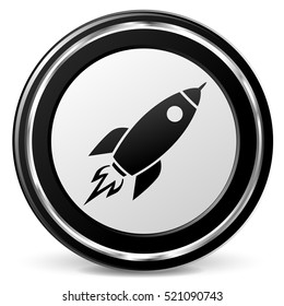 Illustration of rocket icon on white background