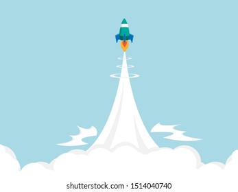 illustration of rocket launch business startup concept vector flat design