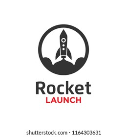 Illustration of rocket launch logo design template