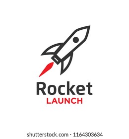Illustration of rocket launch logo design template