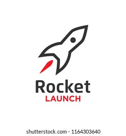 Illustration of rocket launch logo design template