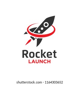 Illustration of rocket launch logo design template