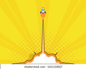 illustration of rocket launch start up concept pop art, comic book vector background