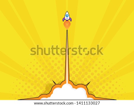illustration of rocket launch start up concept pop art, comic book vector background