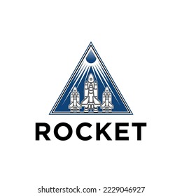 	
illustration rocket launch with triangle logo, letter A with rocket logo template