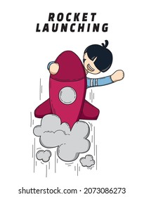 The illustration of rocket launching