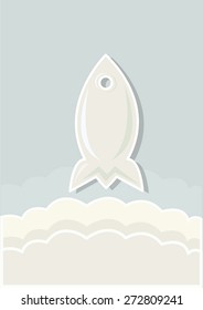 Illustration of a Rocket Launching to The Sky