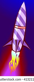 Illustration of an rocket  in light blue background	