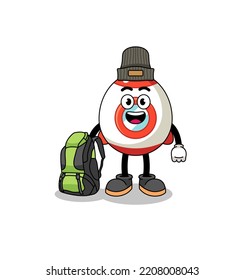 Illustration of rocket mascot as a hiker , character design