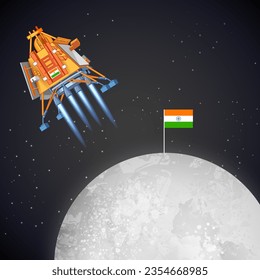 illustration of rocket Moon mission Chandrayaan launched by India for  lunar exploration