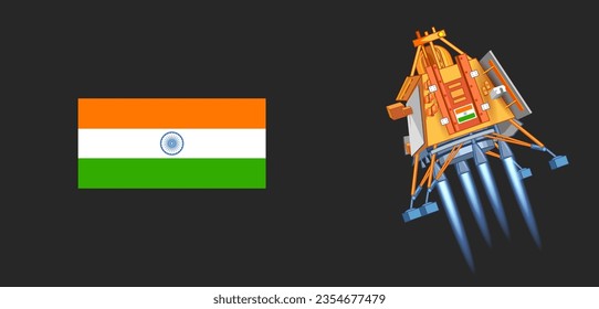 illustration of rocket Moon mission Chandrayaan launched by India for  lunar exploration