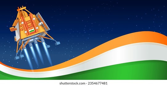 illustration of rocket Moon mission Chandrayaan launched by India for  lunar exploration