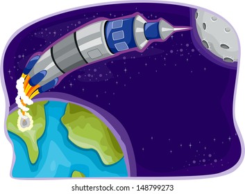 Illustration of Rocket in Outer Space