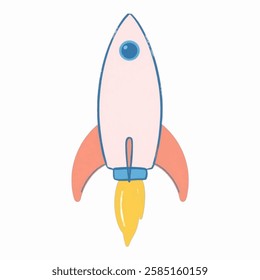 Illustration of a Rocket with Pink Accents, Great for Space and AdventureThemed Artwork A sleek rocket with pink accents blasting off, symbolizing exploration, innovation, and space adventures